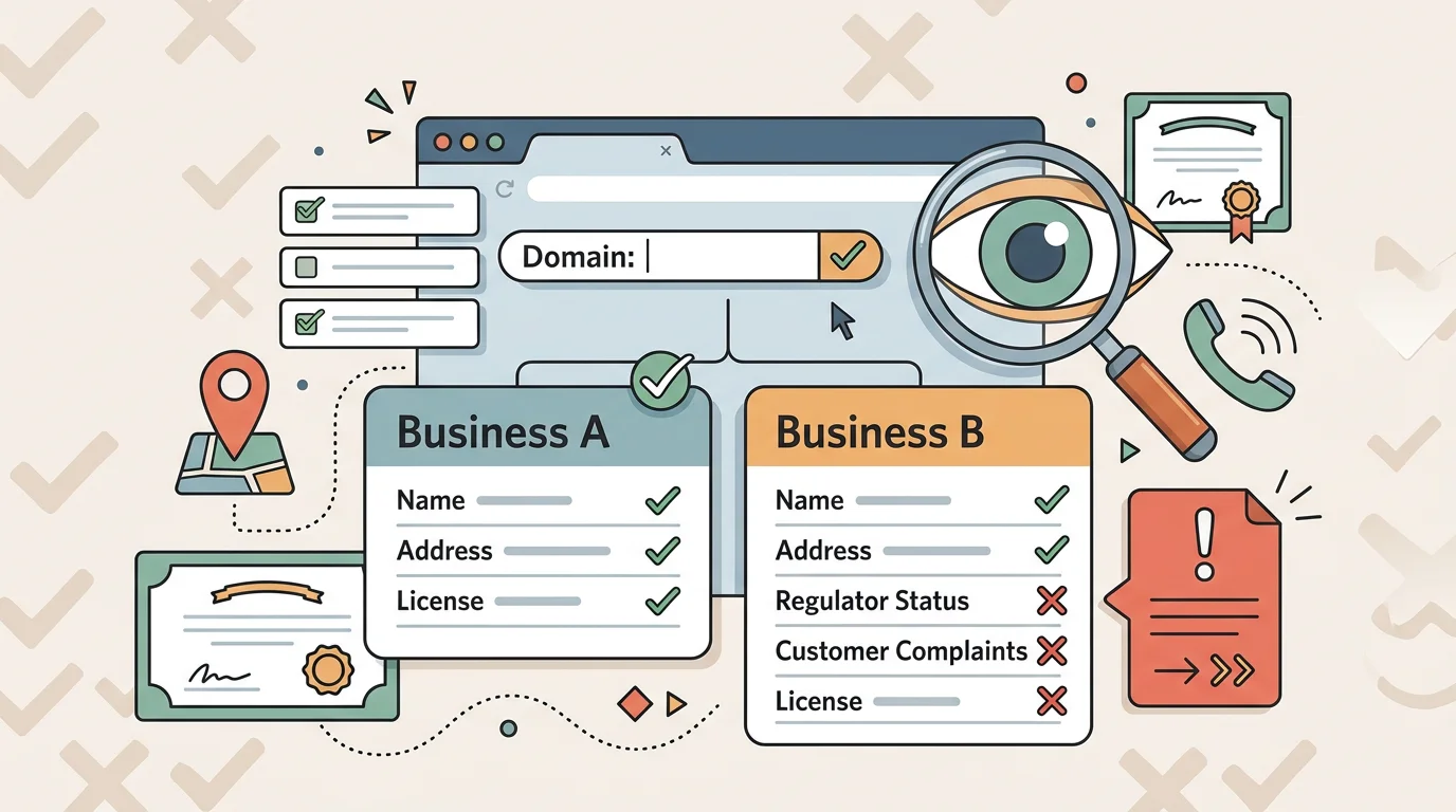 Step by step path for checking a gambling domain on the official register