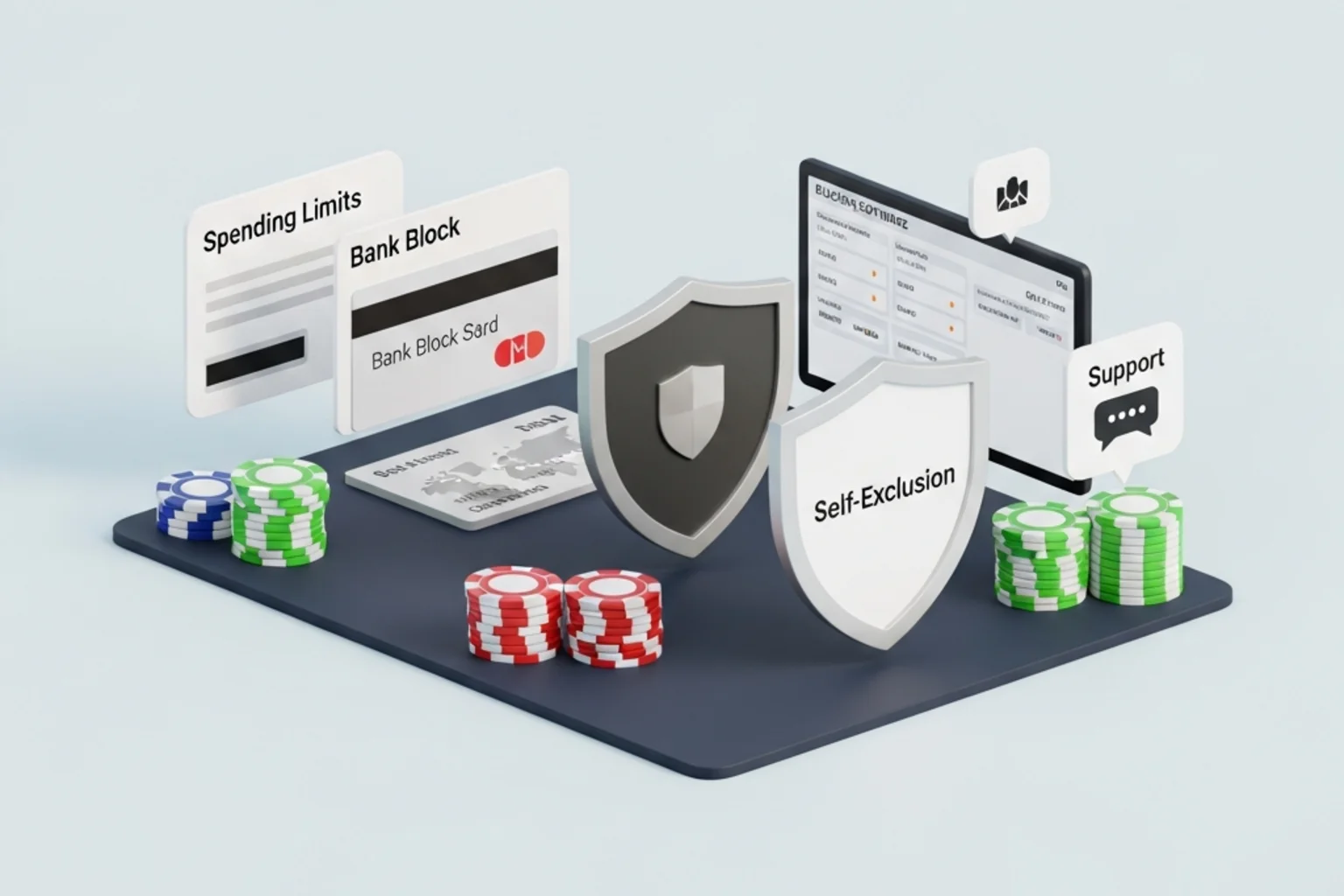 Layered plan for gambling limits, blocks and support tools